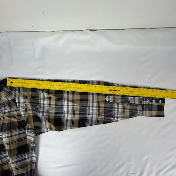 Ely Cattleman Shirt Mens L Plaid Pearl Snap Western Cowboy Wrinkle Resistant - Picture 11 of 13